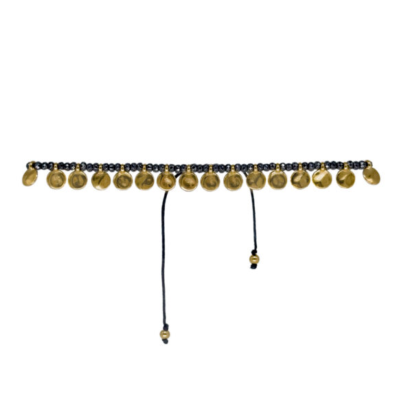 Βραχιόλι Ποδιού Με Χαρακτήρα Και Αίγλη Χρυσού 24Κ Και Αιματίτες