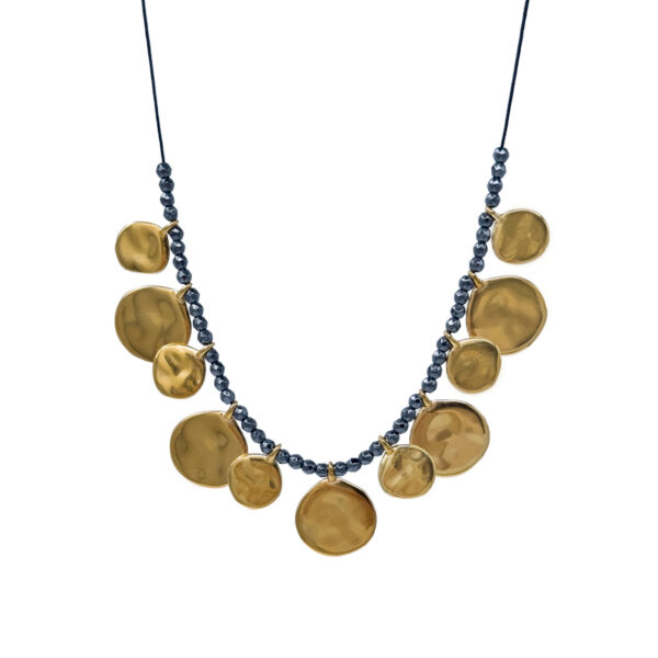 Κολιέ Boho με Επιχρυσωμένα Μεταλλικά Στοιχεία και Αιματίτες