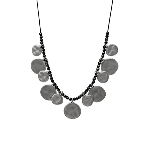 Κολιέ Boho Με Μεταλλικά Στοιχεία Επιπλατινωμένα και Αιματίτες - ασήμι 925