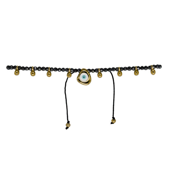 Μαγευτικό Βραχιόλι Ποδιού με Αίματιτες & Επιχρυσωμένα Στοιχεία - Χρυσό 24Κ