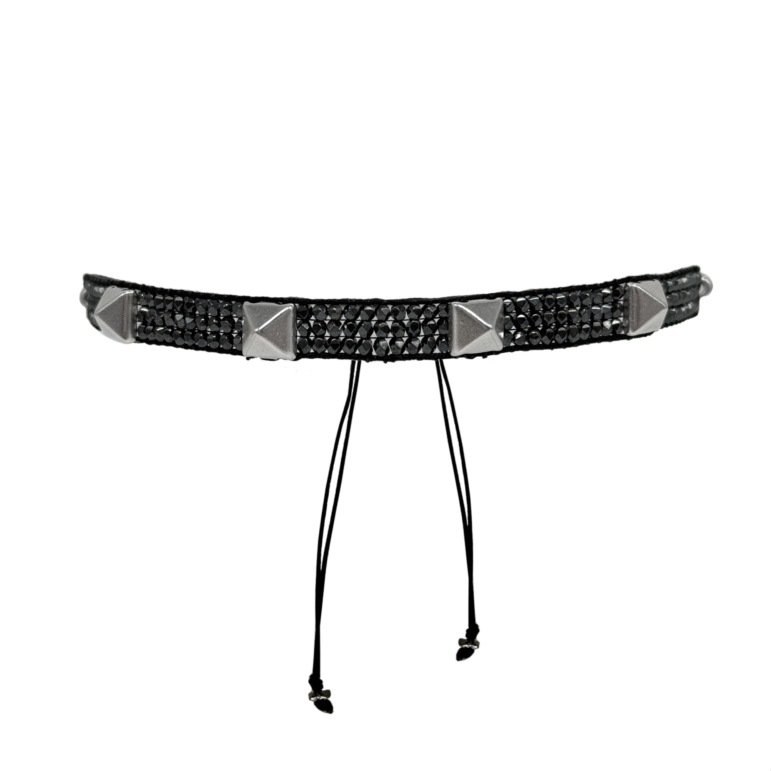 Rock - Chic Εντυπωσιακό Choker με Ασημένια Τρουκς