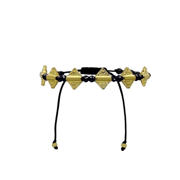 Rock Βραχιόλι Με τρίγωνα Επιχρυσωμένα Με Χρυσό 24Κ Και Αιματίτες