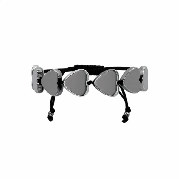 Εντυπωσιακό Βραχιόλι Με Ασημένιες Καρδιές Αιματίτη