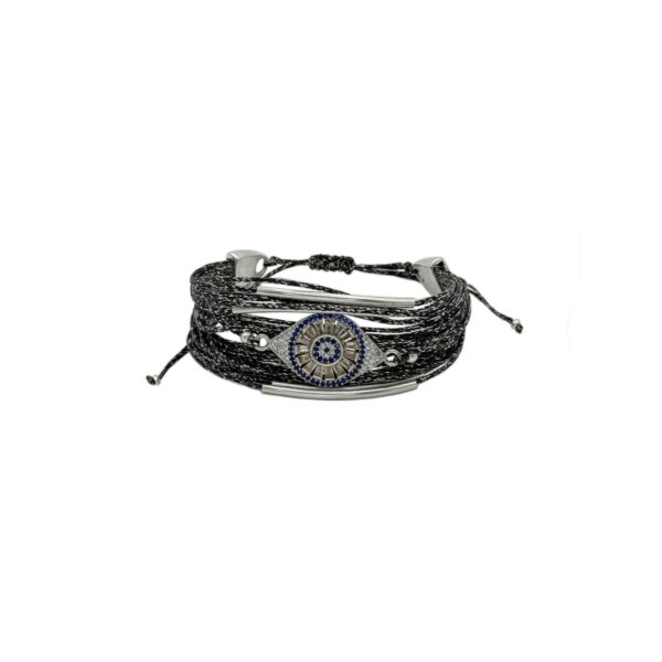 Αστραφτερό Βραχιόλι Με Ανθρακί Κηροκλωστές Και Μάτι Με Ζιργκον Πέτρες