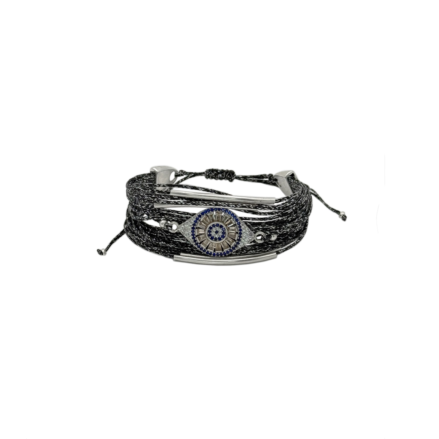 Αστραφτερό Βραχιόλι Με Ανθρακί Κηροκλωστές Και Μάτι Με Ζιργκον Πέτρες