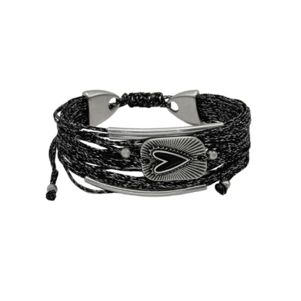 Μεταλιζε Ανθρακί Βραχιόλι Με Κηροκλωστές Και Ταυτότητα Καρδιά