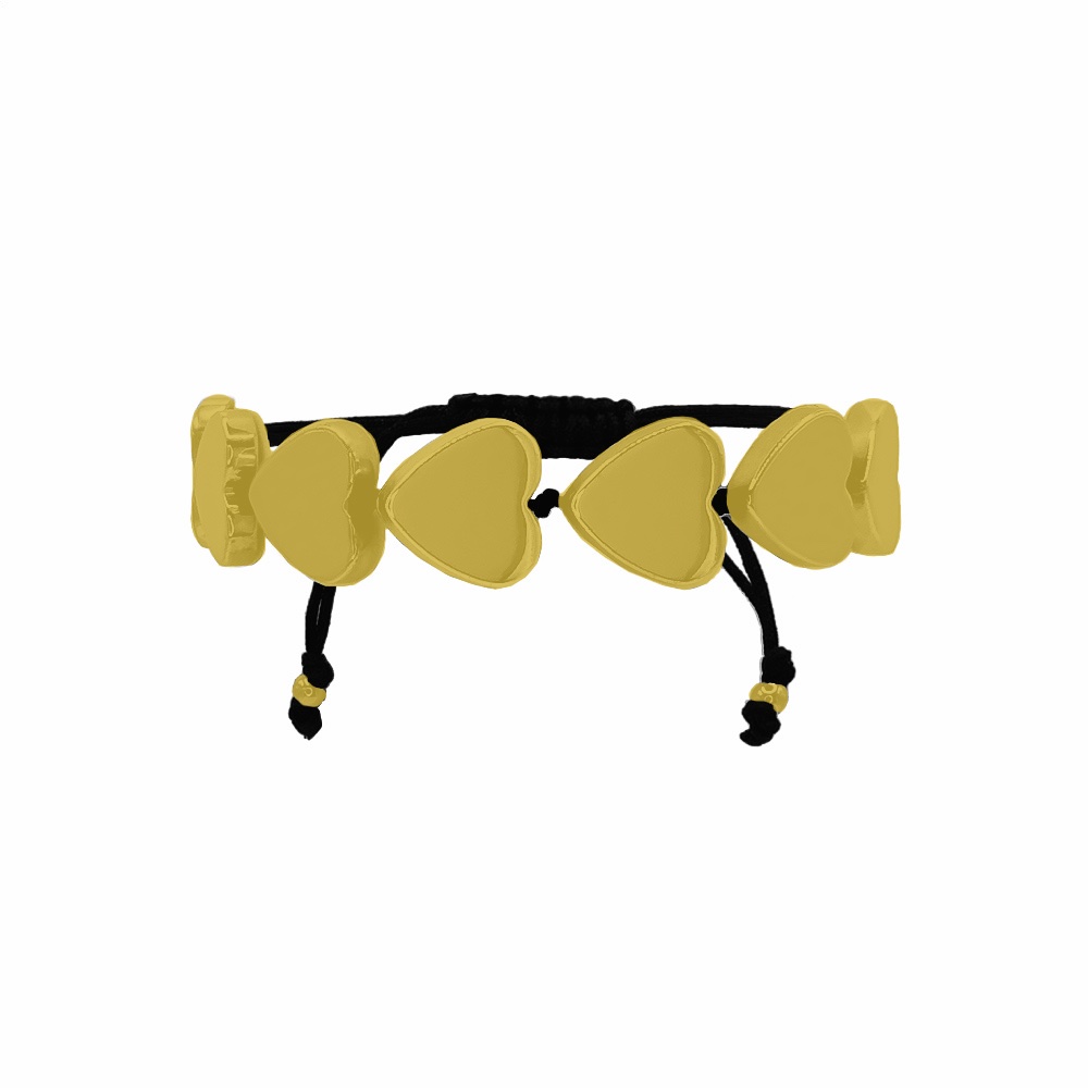 Εντυπωσιακό Βραχιόλι Με Χρυσές Καρδιές Αιματίτη