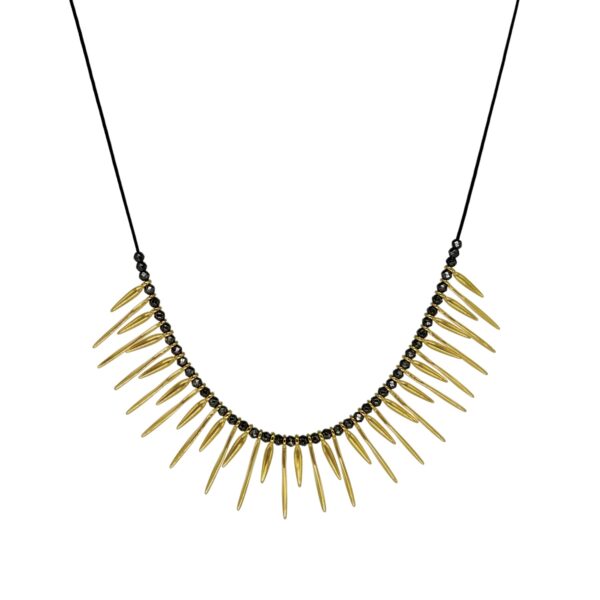 Κολιέ Boho Με Μεταλλικές Βέργες Επιχρυσωμένες Με Χρυσό 24Κ Και Ρυθμιζόμενο Κούμπωμα.