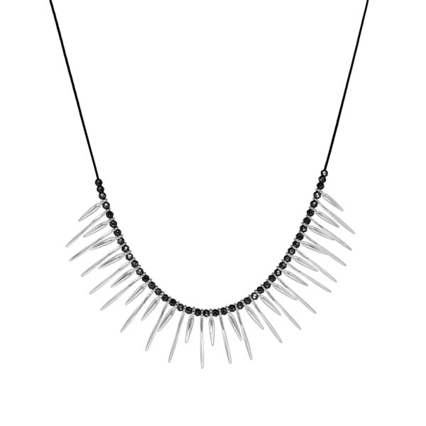 Κολιε Boho Με Μεταλλικές Βέργες Επιπλατινωμένες Με Ασήμι 925 Και Ρυθμιζόμενο Κούμπωμα.