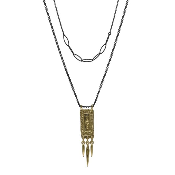 Elegant Layer 925 Με Μαύρη Αλυσίδα Και Χρυσό Μάτι Boho.