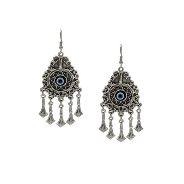 Boho Ασημένια Σκουλαρίκια Με Μάτι