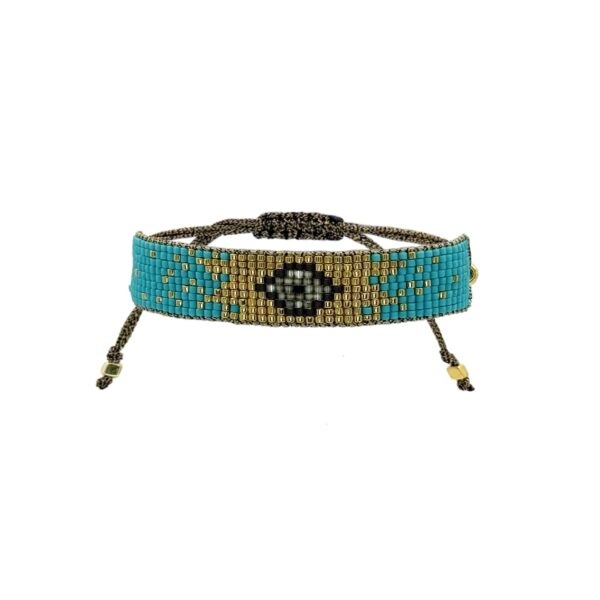 Εντυπωσιακό Τιρκουαζ Υφαντό Βραχιόλι Με Boho Μάτι