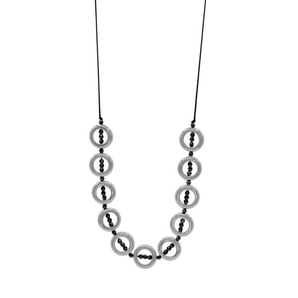 Choker Με Στρογγυλούς Ασημένιους Αιματίτες